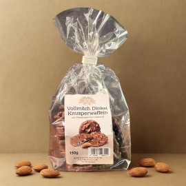 Vollmilch Dinkel Knusperwaffel mit Mandelsplitter bestreut