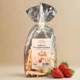 Joghurt Knusperwaffeln mit Erdbeeren bestreut