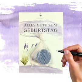 Geschenkkarte mit kleiner Lavendelseife – Alles Gute zum Geburtstag