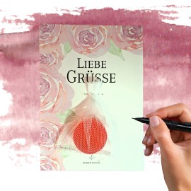 Geschenkkarte mit kleiner Rosenseife – Liebe Grüße