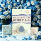 Karte ALLES LIEBE ZUM GEBURTSTAG mit kleiner Seife Lavendel